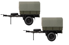 NPE NA88321 - H0 Anhänger Pritsche/Plane - Militärgrün (2 Stück)